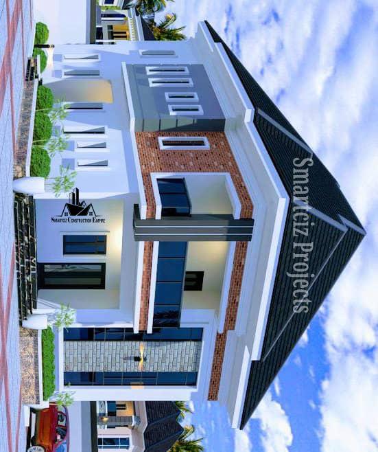 Three bedrooms duplex semi detached to two units of one bedroom flat.