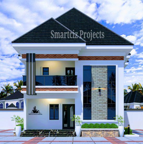 Three bedrooms duplex semi detached to two units of one bedroom flat.